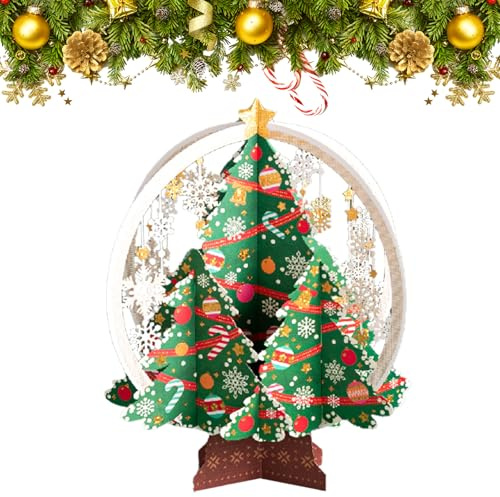 3D Pop-Up Karte Weihnachtskarten Grüner Weihnachtsbaum Grußkarte Weihnachtsge schenk Karten mit Umschlägen Urlaub Schneeflocke Weihnachtskugel Thema Grußkarten für Weihnachten Neujahrsgeschenk