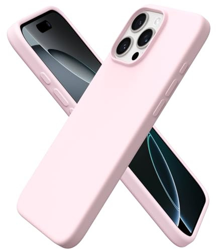 ORNARTO Compatible with iPhone 16 Pro Max Case 6.9, Slim Liquid Silicone 3 Layers Full Covered Soft Gel Rubber 16 Pro Max Phone Cases Cover 6.9 inch-Chalk Pink