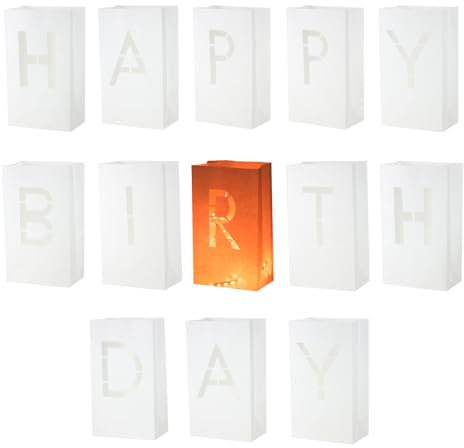 sourcing map White Paper Luminary Bags, Birthday Sign Flame Resistant Candles Bags for Birthday Celebration Decoration Proposals