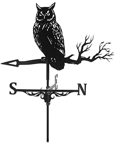 XUEYEGONGJI Decoración de meteorología Vane Vane Owl Acero Inoxidable Estaca de jardín Retro DIRECCIÓN DE DIRECCIÓN