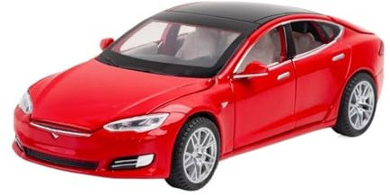 yjzYHL Für T&esla Für Model S Legierung Automodell Druckguss Metallfahrzeuge Automodell 1:32(Red)