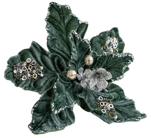 Künstliche Weihnachtssterne, kreative Neujahrsdekoration, Geschenke, Pailletten, Blume, Weihnachtsbaumschmuck (grün)