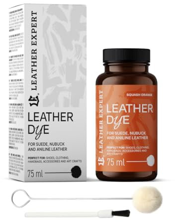 Penetrating Leather Dye Teinture pour cuir, orange citrouille, 75 ml, idéale pour les chaussures, sacs à main et accessoires, avec applicateur et pinceau, teinture pour chaussures pour daim, nubuck et