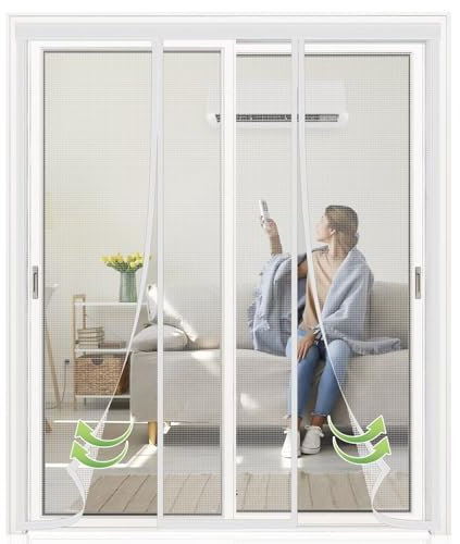 Mosquitera para Ventana 100x255cm Blanco Fibra de Vidrio Anti-Garra - Magnética con Tiras Adhesivas