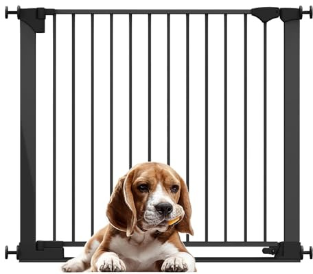 Bettacare SafeStep Dog Gate, Black, 96cm - 103cm, Extra Low Walkthough, 81cm Extra Wide Doorway, One Piece Extra Wide Gate for Stairs, Hallways and Doors, Pet and Puppy, Easy Installation | Extra low walkthrough, no drilling required, one-handed opening, optional one-way restrictor and extra-wide doorway.
