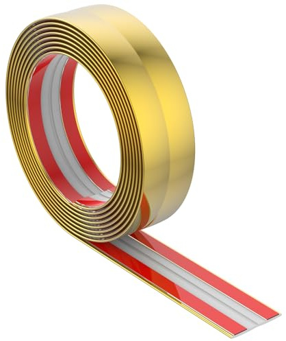 Zierleisten Selbstklebend 4 cm Breit 3 m Lang Selbstklebend Flexible Zierleisten Winkel von 90 bis 180 Grad Deckenleisten Perfekte Passform Wandleisten Eckleiste für Tischkante Türrahmen Wand (Gold)