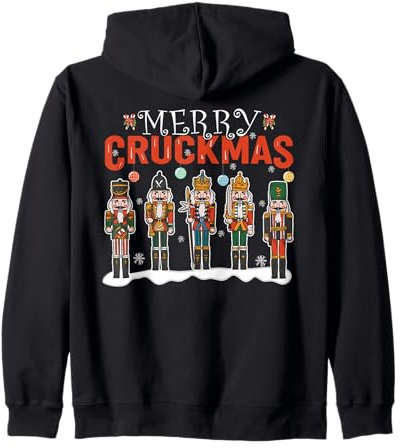 Merry Cruckmas Nutcracker Christmas Decor Nutcracker Pajama Zip Hoodie