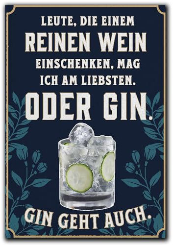 LANOLU Kühlschrankmagnete lustig- Reinen Wein oder Gin- lustige Magnete mit Sprüchen und witzigen Motiven 8x5,5cm