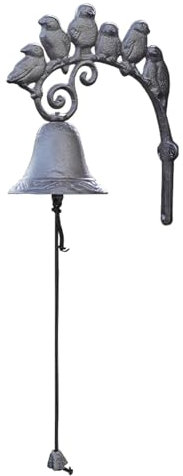 Outdoor Bell, Garden Gate Bells, Loud Wall-Mounted Cast Iron Bell, Cast Iron Garden Gate Bell, Vintage Front Entrance Bell with Bird Design, Decorative Accent for Shops and Garden Decor