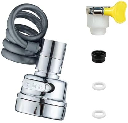 DEANKEJI Rallonge Robinet Cuisine, Extensible Extension Robinet, 3 Modes de Jaillissement, Pivotant Prolongateur Robinet, avec Raccords et Joints, pour Robinets Salle Bain et Cuisine