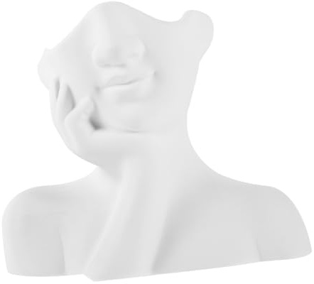 HOMOCONO Ceramic Human Face Flower Pot with Smooth Surface, Unique Nordic Style Head Vase Planter for Home Or, Practical White Ceramic Planter with Abstract Elegant Design