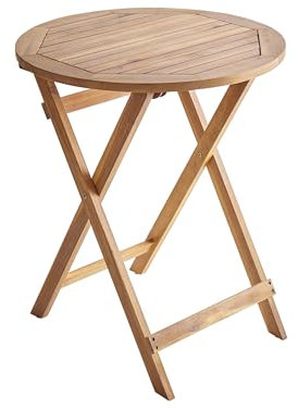 Beliani Gartentisch Akazienholz braun klappbar klein rund ø 60 cm Prossedi