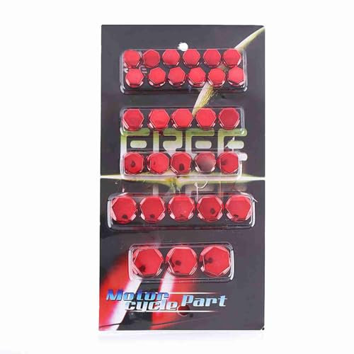 Grcfumo 30 pcs tornas de tornillo de motocicleta, tornillo de moto, perno de tornillo de motocicleta, tornillo y tuerca de batería de motocicleta, tuerca de tornillo de (Rojo)