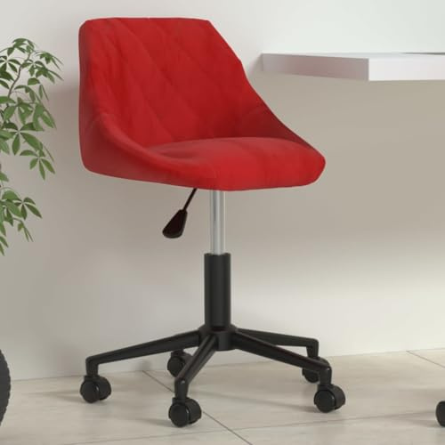 Qnhdfrt Bürostuhl Drehstuhl Weinrot Samt Höhenverstellbar mit 360 Grad Drehfunktion und Rollen Modernes Design für Home Office Büro und Schlafzimmer
