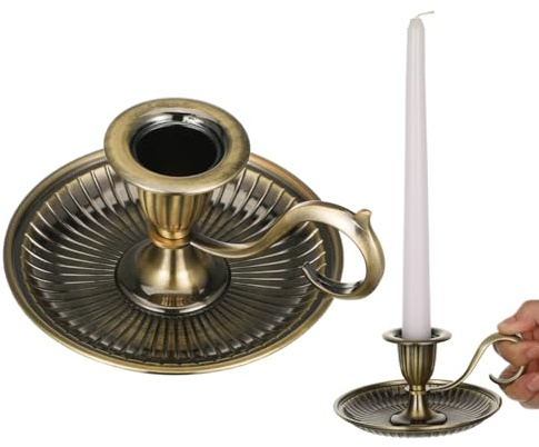 CLISPEED Retro KerzenstäNder Vintage Metall Stabkerzenhalter Mit Griff FüR Tischdekoration Bei Festen Hochzeiten Geburtstagen Eleganter Deko Kerzenhalter 11.5X11.5X6.5 cm