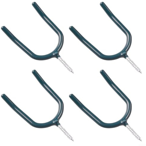 Jotekonoby Heavy Duty Screw in U Shaped Wall Hooks - Metal Vinyl Coated Storage Hooks for Garage Garden Shed Organisation - 4 Pack Ceiling Utility Hooks
