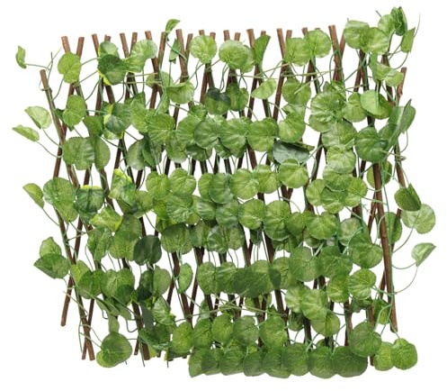 Homoyoyo Künstlicher Sichtschutzzaun mit Realistischen Blättern Erweiterbar und Wetterfest Balkon Zaun Dekoration Flexible Simulation Pflanzenbegrenzung für Garten und Terrasse UV