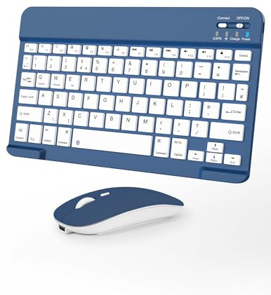 Nsyee Bluetooth Keyboard and Mouse for iOS/Windows/Android, Rechargeable | UK Layout Wireless Compact Keyboard and Mouse, Rechargeable & Quiet Typing, Slim & Portable Design, Wide Compatibility