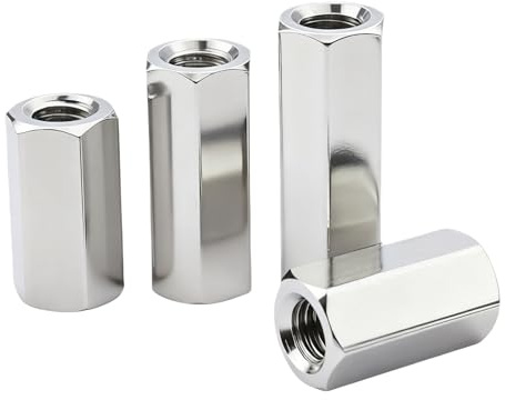 2 Stück 304-Edelstahl-Sechskant-Verbindungsmutter, M18-2.5 x 40mm/1.57in, Vollgewinde-Befestigungselement für Maschinenbau Schiffbau Industrie und Heimwerkerprojekte