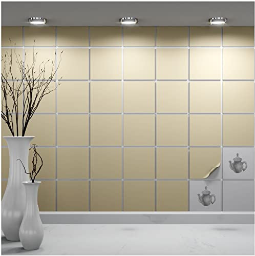 FoLIESEN - Adesivi per piastrelle 10x10 cm | Adesivi murali autoadesivi per bagno e cucina I Resistenti ai graffi e rimovibili | 40 Decalcomania per piastrelle, .:Beige opaco