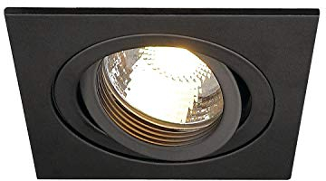 SLV NEW TRIA 78 I LS QPAR51 Downlight schwarz eckig, Einbauleuchte, Einbauspot, Deckeneinbauleuchte, Spot, Deckenspot, Einbaustrahler, Deckenstrahler, Wohnzimmer, Badezimmer