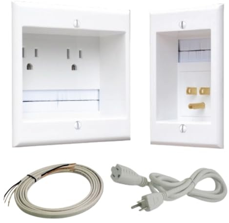 PowerBridge TWO-PRO-6 Dual Outlet TV Cord Hider for Wall Mounted TVs - Recessed In-Wall Cable hider System for Power & Low Voltage - Matches Existing Outlets -Hide Wires With this Easy DIY Install Kit