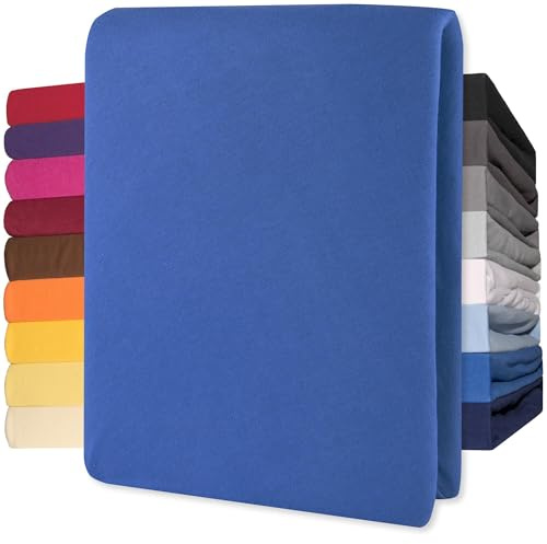 CelinaTex Jersey Topper Spannbettlaken Lucina 180x200-200x200cm royal blau 100% Baumwolle gekämmt bis 12cm Matratzenhöhe Spannbettbezug, Leintuch, Bettlaken, elastisch, Strech, Oeko-Tex