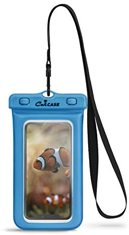 CaliCase Universelle wasserdichte schwimmende Handytasche, IPX8 wasserdicht, schwimmende Handyhülle mit Umhängeband für iPhone X-15/S20-S24/Pixel 4-8, Blau
