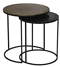 Light & Living Runder Beistelltisch Talca Edge - Antik Bronze/Antik Kupfer - Set/2 - Ø41x46 + Ø49x52 cm