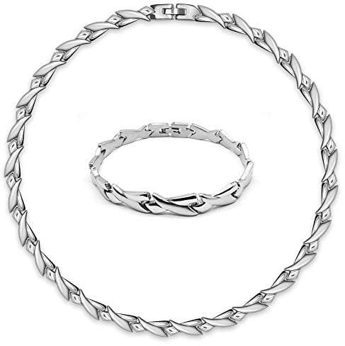 Soul-Cats traumhaftes Set Edelstahl Collier und Armband Silber matt glänzend für Damen in Geschenkverpackung