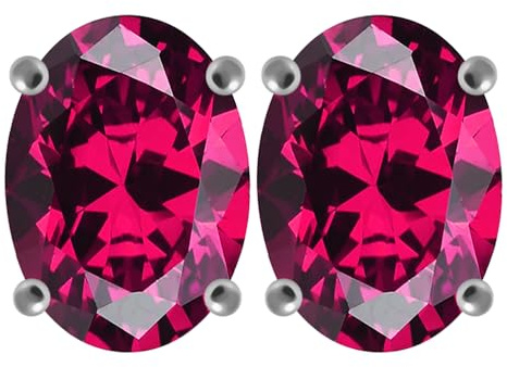 Monster Piercing Rote ovale CZ Stein 925 Sterling Silber Ohrstecker