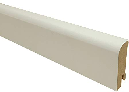 TRECOR® Sockelleiste weiß 58 mm hoch | Classic Profil abgerundete Form 18x58 mm ✓Kabelkanal ✓weisse Oberfläche | MDF Trägermaterial | Länge 2.4m (Sockelleiste 240 cm | Nürnberger Profil, Höhe: 58 mm)