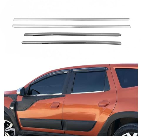 OMAC Fensterleisten Zierleisten kompatibel mit Dacia Duster 2018-2021, Edelstahl, Chrom, 4tlg