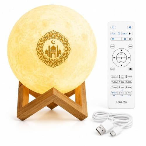 Kaulbiat Qur'an Moon Lights 7 Colors LED Night Light, with APP Control Quran Bluetooth Speakers Remote Control Small Moon Lamp Wireless Quran Speaker ……