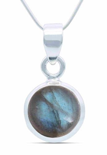echt Silberkette mit Labradorit Edelstein Damen Kettenanhänger 925 Sterlingsilber Halskette Geschenk (AK3-129-05-45)
