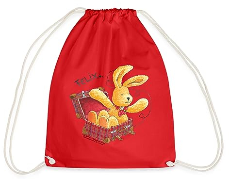 Spreadshirt Felix der Hase im Reiskoffer Turnbeutel, One size, Rot