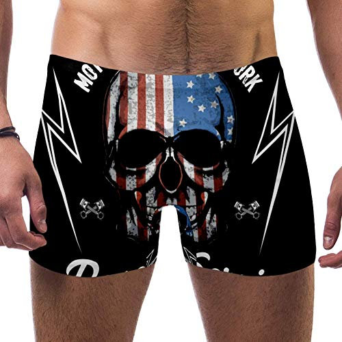 LORVIES Maillot de bain avec motif drapeau américain avec tête de mort pour homme Short Coupe carrée Maillot de bain à séchage rapide Taille S - - L