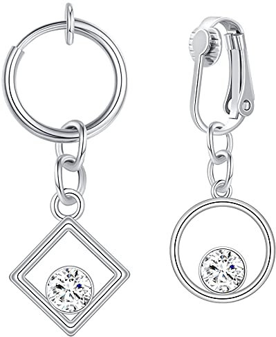 Briana Williams Faux Nombril Piercing Clamp Anneau Hoop Clip avec Pendentif Balancent Pas de Piercing Helix Cartilage Oreille Boucle Argent