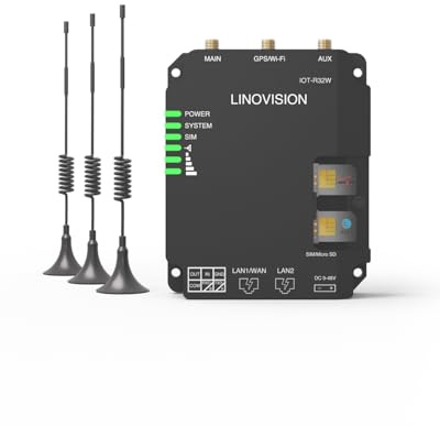 LINOVISION Industrial 4G LTE Cat4 Cellular Router with Wi-Fi, Enhanced Signal for Remote Sites, Dual SIM Slots, DTU Gateway for RS485 devcie, IoT Sensors, Solar Power Cameras, M2M, Vehicles