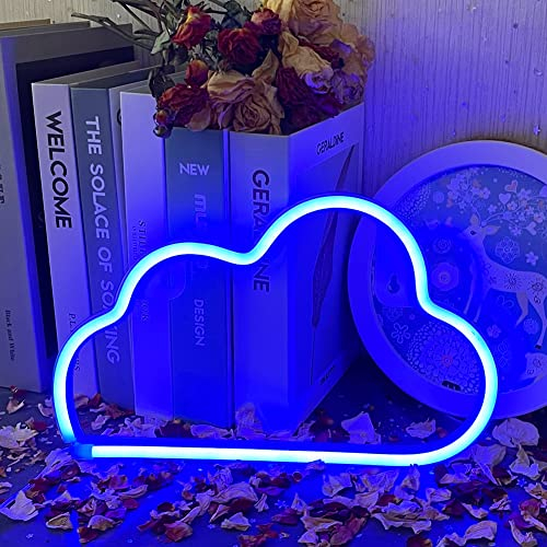 UExnkj-Y Neonlicht LED Schild Blaues Wolke Neonlicht LED Wolken Zeichen Dekor Licht Cloud Neon Light Signs Batterie oder USB Betriebene Wandleuchte für Kinderzimmer Schlafzimmer