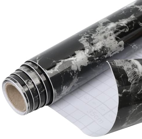 Arthome Pellicola Adesiva per mobili Marmo Nero Argento, 30cmx260cm Carta da Parati Rimovibile pellicola Decorativa per mobili cucina, armadio, rivestimento scaffale, adesivo in vinile impermeabile