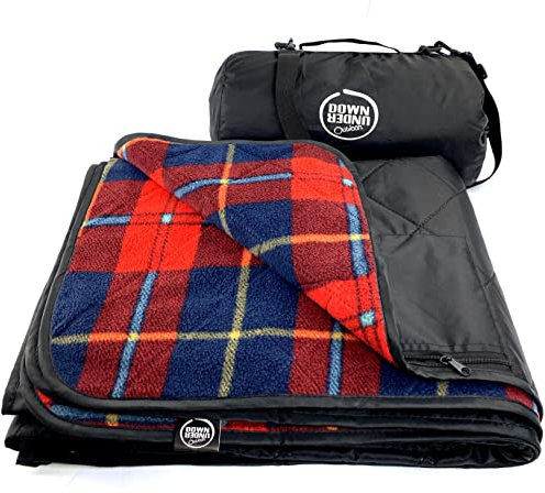 DOWN UNDER OUTDOORS Grande couverture de stade en polaire matelassée imperméable et coupe-vent extra épaisse de 350 g/m², lavable en machine, camping, pique-nique et extérieur, plage, baseball, chien,
