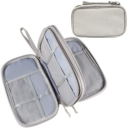 Teskyer Kabeltasche Organizer, wasserdichte, Urlaub Must Haves, Multifunktional Reise Zubehör, Travel Essentials, für Ladegerät, Powerbank, Grau