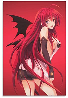 QINGRONG Anime-Poster mit niedlichem Mädchen, Gremory Rias High School, 4 Geschenke, Leinwandbild, Poster, Wandkunst, dekorative Bilddrucke, moderne Dekoration, gerahmt, ungerahmt, 30 x 45 cm