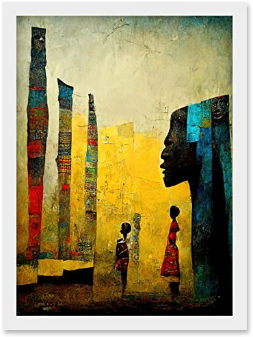 Doppelganger33 LTD African Art Modern Bright Abstract Artwork Framed Wall Art Print A4