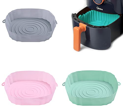 3 Stück Air Fryer Silicone Pot, Air Fryer Accessories, Weich und Nicht Klebrig, Universelles Zubehör für Luftfräsen