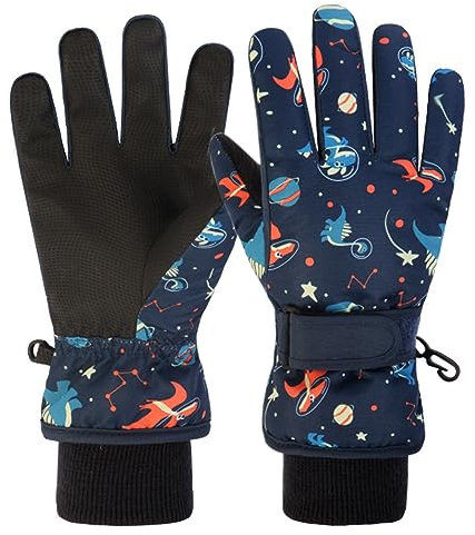 Azarxis Kinder Skihandschuhe Reißfeste und Winddichte Handschuhe Kalt Wetter Fahrradhandschuhe Winterhandschuhe atmungsaktiv für Jungen und Mädchen (X - Preußisch Blau, L (9-13 Jahre alt))