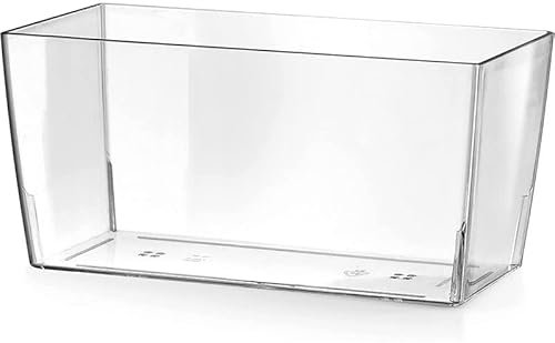 Virsus Fioriera trasparente per piante con finitura lucida, misura 30x14,5x15 cm, design elegante, rettangolare, resistente ai raggi UV, per piante piccole decorazione interno esterno (1)