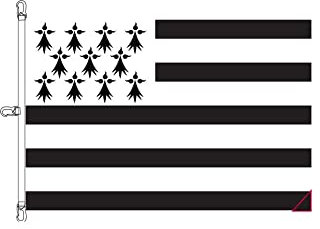 Stormflag Drapeau Bretagne 150x225cm Drapeau Breton 5x7.5ft en polyester 110g/m2 avec œillets et Double couture with trois crochet en 10x10cm triangle Appliqué