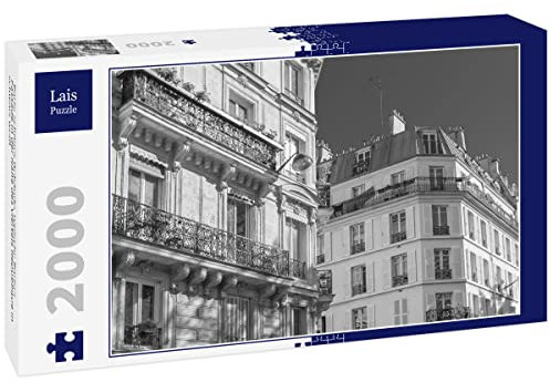 Lais Puzzle: Paris, schönes Gebäude, typische Pariser Fassade in der Nähe des Viertels Republique in Schwarz-Weiß, 2000 Teile Puzzle, für Erwachsene